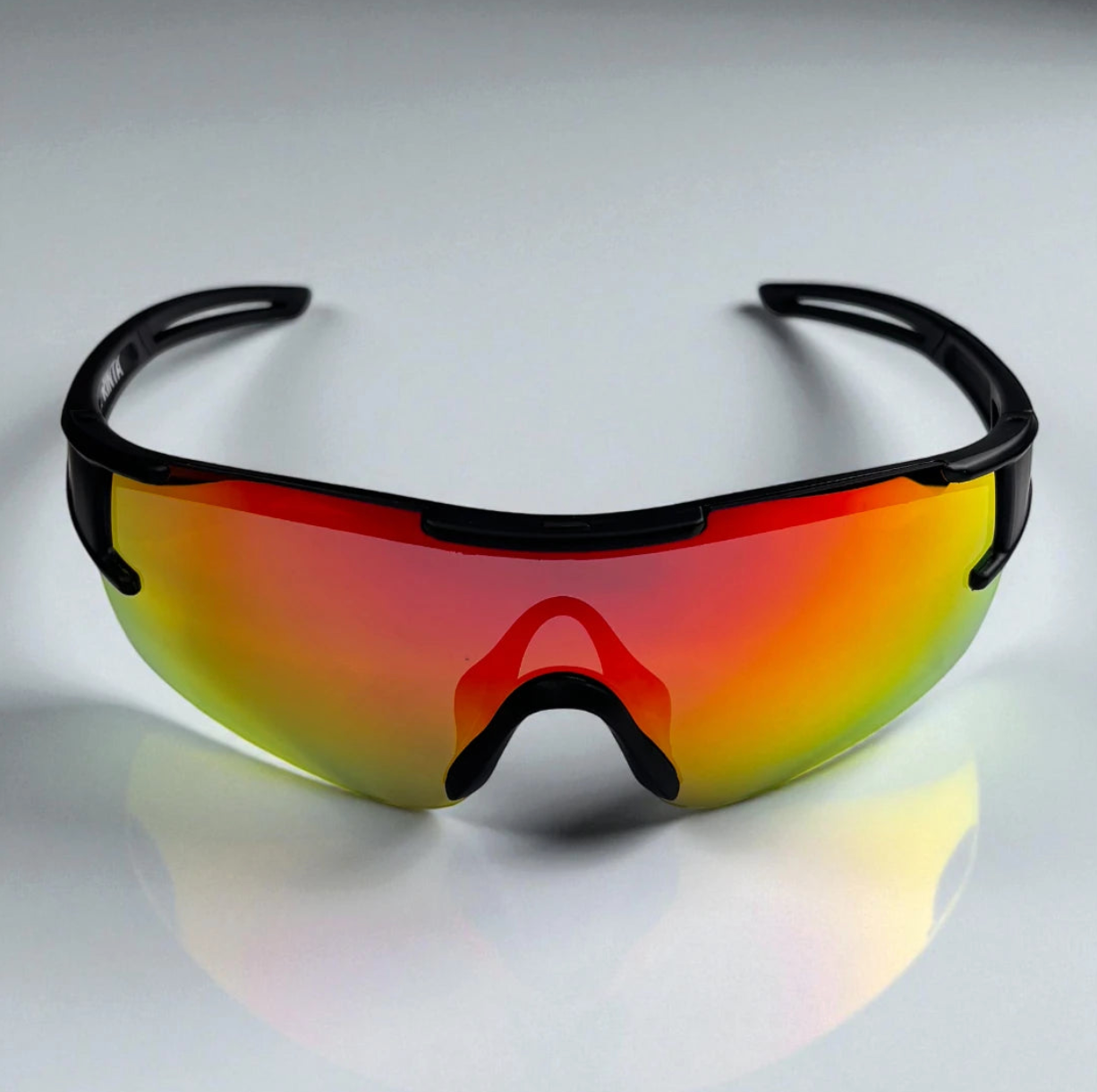 Sprinta Løbebriller Tempo med røde spejl-linser – aerodynamiske sportsbriller med UV400-beskyttelse, let vægt og komfortabel pasform til løb og cykling