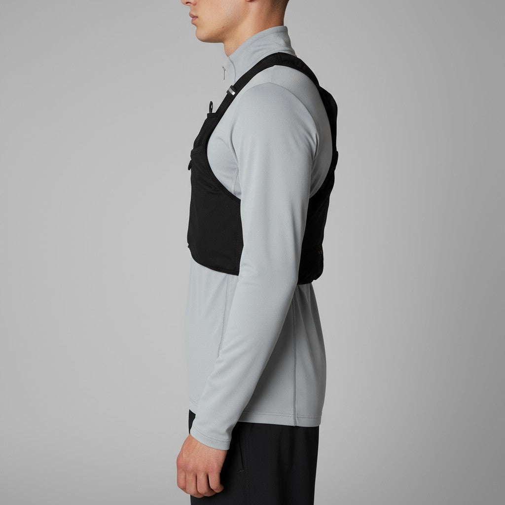 Sprinta Løbevest Air fra siden – unisex løbevest med justerbare stropper, lav vægt og strækbare lommer til alt nødvendigt udstyr.